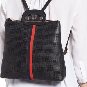 Clare V Black Perforated Leather Backpack